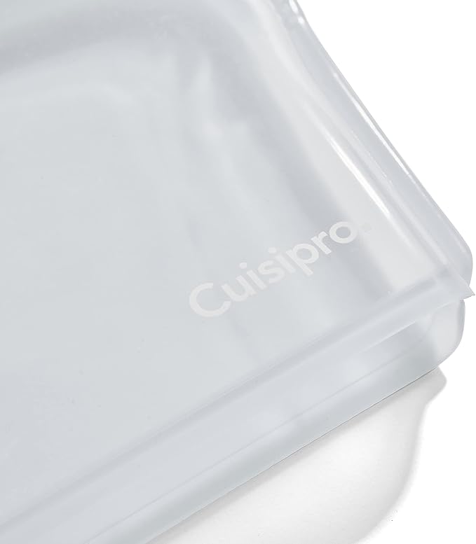 CUISIPRO Silicone Reusable Leakproof Bags Set of 2, Clear, 200ml/6.75oz