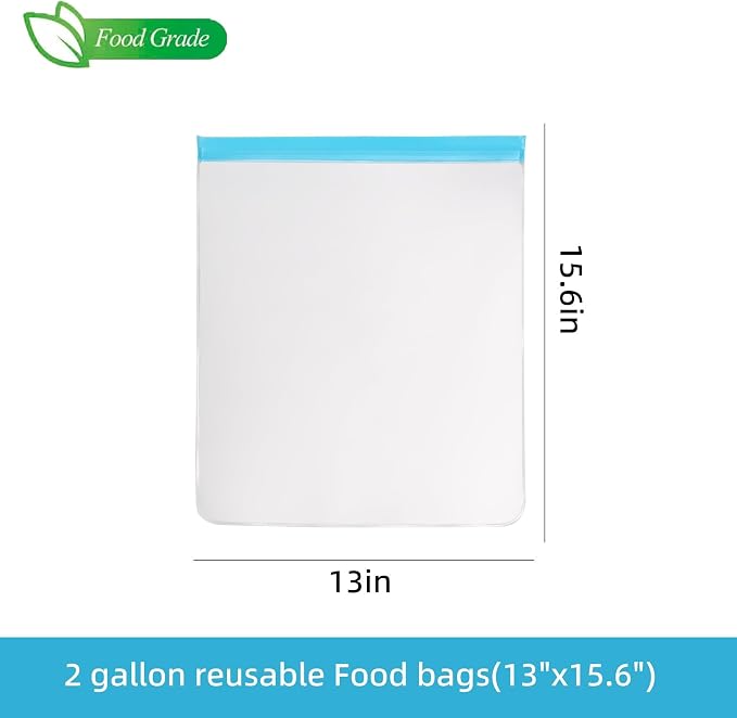 4 Pcs 2 Gallon Reusable Food Storage Freezer Bags, Large Capacity, BPA Free Reusable Food Pouches, Used For Home Food Storage And Camping (Multicolor 4 Pack)