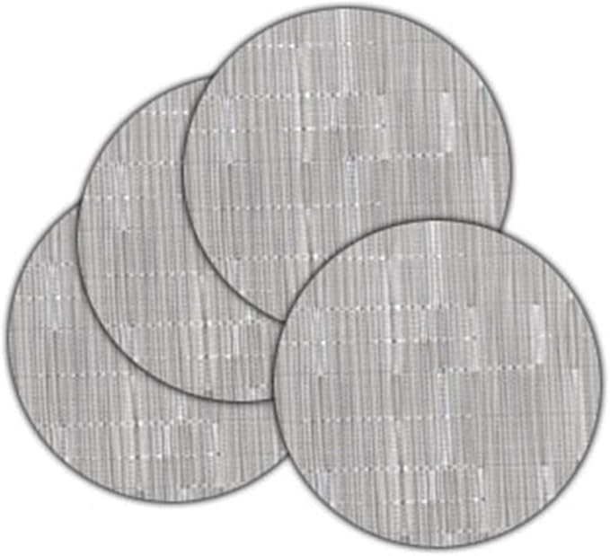 Round Placemats Set of 4 Woven Table Mats Washable Non-Slip Place Mats 13.8 Inch for Christmas Decoration Home Wedding Party,Silver Gray