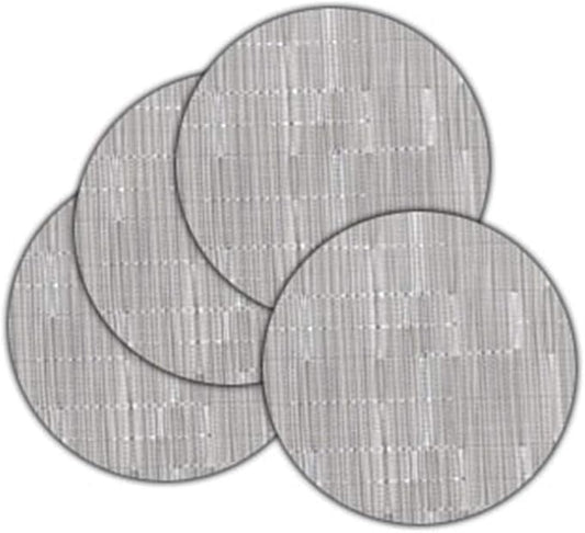Round Placemats Set of 4 Woven Table Mats Washable Non-Slip Place Mats 13.8 Inch for Christmas Decoration Home Wedding Party,Silver Gray