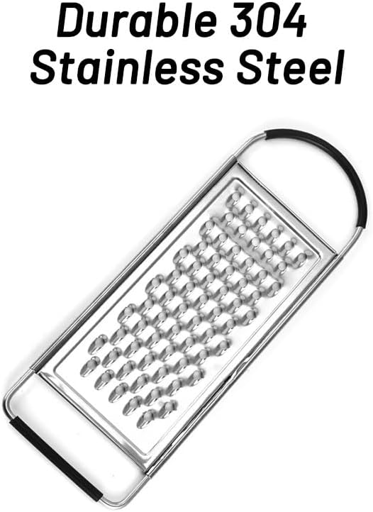 1 Pack Professional Cheese Grater - Handheld Flat Coarse Stainless Steel Graters for Kitchen - Food Grater with Anti-Slip Handle for Chocolate, Potato, Vegetable, Butter （Silver）