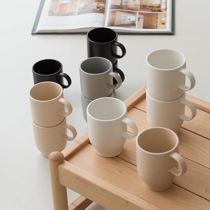WENSHUO Mug Set of 4, Reactive Glazed Stoneware Mug, 12oz (Nacre White)