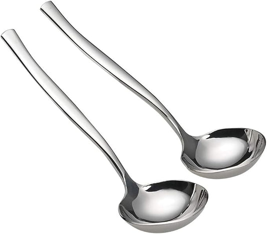 Idotry 2-Piece Stainless Steel Gravy Soup Spoon, Small Gravy Ladle Soup | polished mirror finish, ergonomic handle, easy to clean, ideal for sauces ﻿