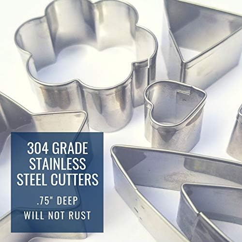 Ultra Cuisine 24pcs Mini Cookie Cutter Shapes Set - 100% Stainless Steel Small Molds To Cut Out Pastry Dough Pie Crust & Fruit - Steel Cutters Cut Tiny Heart Shapes - Bake Like A Pro For A Lifetime