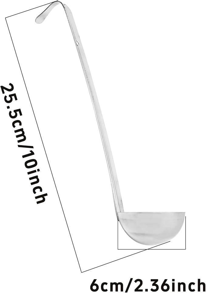 2Pcs 2oz Stainless Steel Soup Ladle, Long Handle Ladles with Pouring Rim for Cooking, Serving Soup, Sauce, Stew, Kitchen
