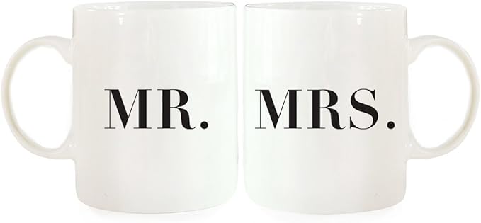 Andaz Press Funny Couples 11 oz Ceramic Coffee Mugs, Mr. Mrs., Formal Style, His and Hers Coffee Mug Set of 2, Valentines Couples Mugs for Him and Her, Mr and Mrs Mugs, Couple Mugs for Husband