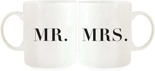 Andaz Press Funny Couples 11 oz Ceramic Coffee Mugs, Mr. Mrs., Formal Style, His and Hers Coffee Mug Set of 2, Valentines Couples Mugs for Him and Her, Mr and Mrs Mugs, Couple Mugs for Husband