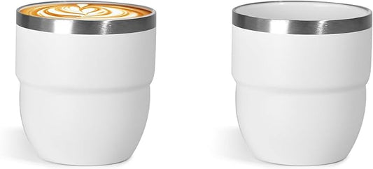 CHLJAR 4oz Espresso Cups, Insulated Espresso Cups Set of 2, Expresso Shots Cup, Stainless Steel Shot Glasses for Coffee, Portable Espresso Travel Mug for Camping