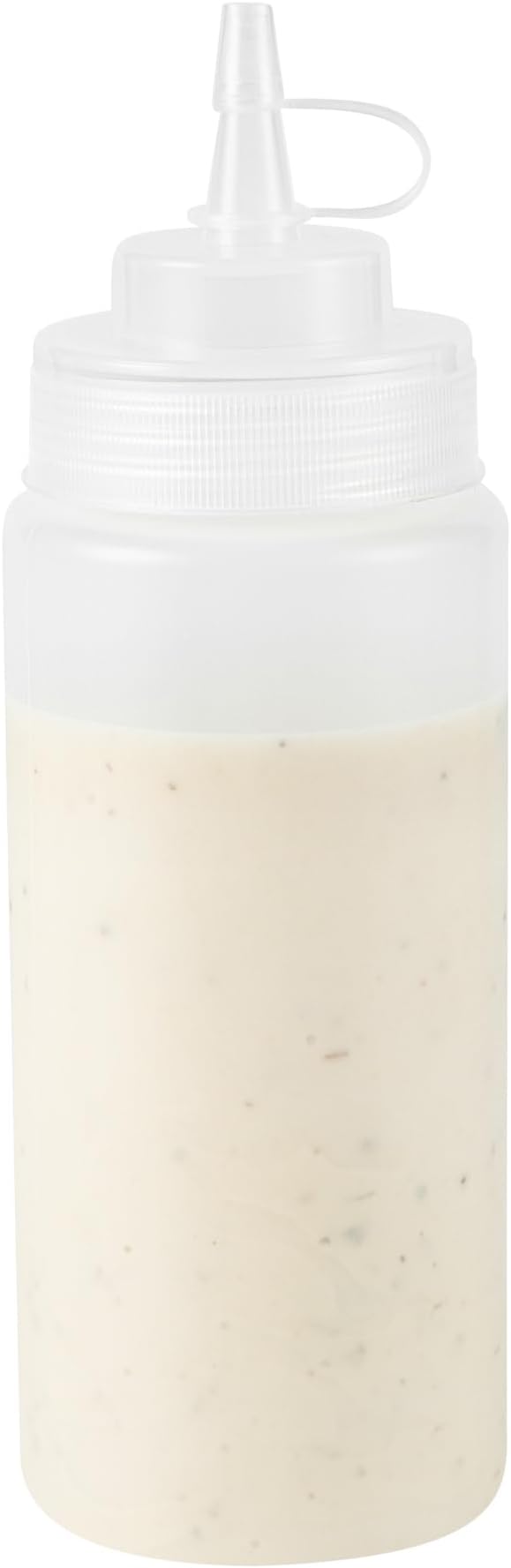 Restaurantware Plastic Squeeze Bottle 16 oz Wide Mouth Condiment Bottle With Cap Reusable Dishwashable Clear Sauce Dispenser For Syrups, Ketchup, Mustard, Oil, Dressing, Honey, Art And Craft