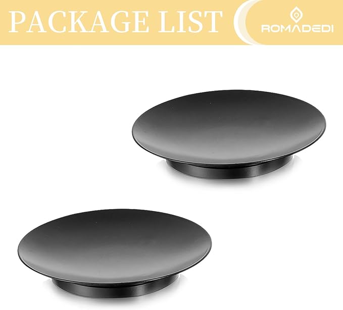Romadedi Iron Plate Candle Holder - Black Candle Holders for Pillar Candles, Set of 2 Small Candle Tray Pillar Candle Holder Metal Candle Stand for Coffee Table Decor, Wedding, Party, Home Decor