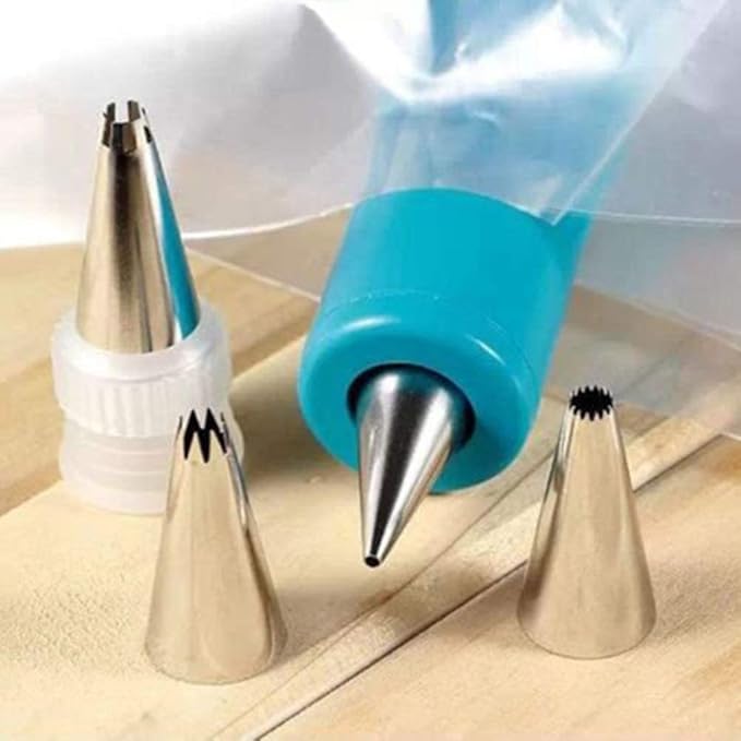 Pastry DIY Cake Decorating Pen, Xafissy Cake Decorating Pen Tool Kit Blue DIY Cake Decor Pen Supplies with 4 Different-Shaped Nibs, 4 Nozzles Decorative Bags and 2 Couplers