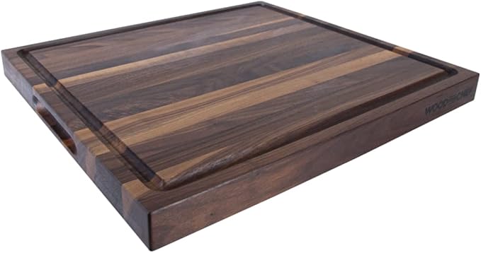 Large Cutting Board from American Walnut - A Butcher Block with Juice Groove for Easy Cutting of Meat and Juicy Veggies - Walnut Chopping Board - 20x16x1.5 inches