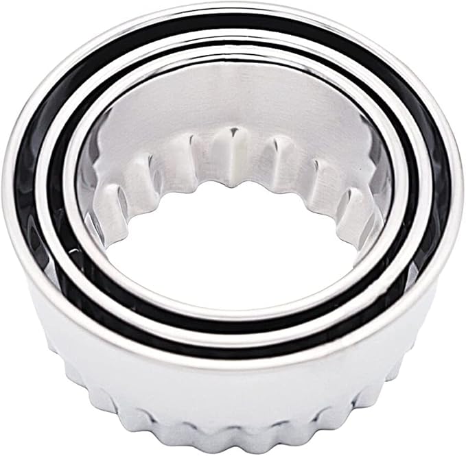 Biscuit Cutters, Round Cookie Cutters/Stainless Steel Dumpling Cutters/Cake Pastry Cutters/Scone Cutters Molds stamps for Cooking Baking (3Pcs, Fluted Edge)