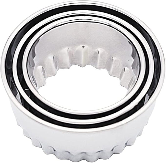 Biscuit Cutters, Round Cookie Cutters/Stainless Steel Dumpling Cutters/Cake Pastry Cutters/Scone Cutters Molds stamps for Cooking Baking (3Pcs, Fluted Edge)