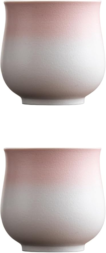 4-Oz Ceramic Espresso Cups Set - Multi-Color, Handle-Free Design for Home & Cafe | Dishwasher-Safe Stoneware Cups (Gradient Pink, 2)