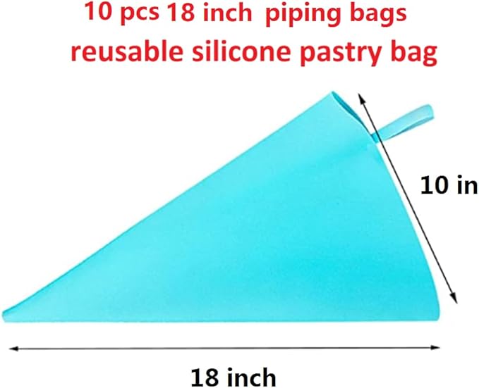 ANSLYQA Pastry Piping Bags Set, 28 Pcs Baking Tools with 10 Pcs (18 Inch) Reusable Silicone Icing Bags, 8 Couplers and 10 Frosting Bag Ties for Cake Cupcake Decorating