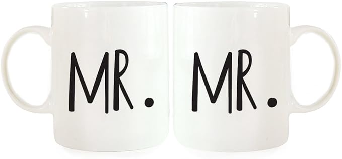 Andaz Press Funny Couples 11 oz Ceramic Coffee Mugs, Mr., Mr., His and Hers Mugs Set of 2, Valentines Day Coffee Mug for Him and Her, Mr and Mrs Mugs, Couple Mugs for Husband and Wife