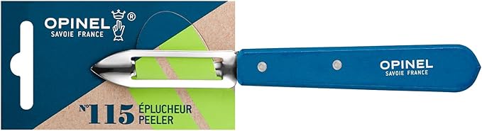 OPINEL Essential No.115 Peeler, Hornbeam Wood Handles, Made in France (Dark Blue)