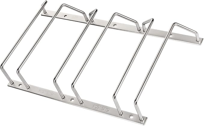 7-Inch Gold Wine Glass Rack, Under Cabinet Wine Glass Holder Stainless Steel Stemware Rack - Hanging Stemware Holder for Cabinet Kitchen Bar (3 Rows, 1 Pack)