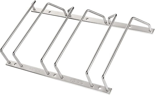 7-Inch Gold Wine Glass Rack, Under Cabinet Wine Glass Holder Stainless Steel Stemware Rack - Hanging Stemware Holder for Cabinet Kitchen Bar (3 Rows, 1 Pack)