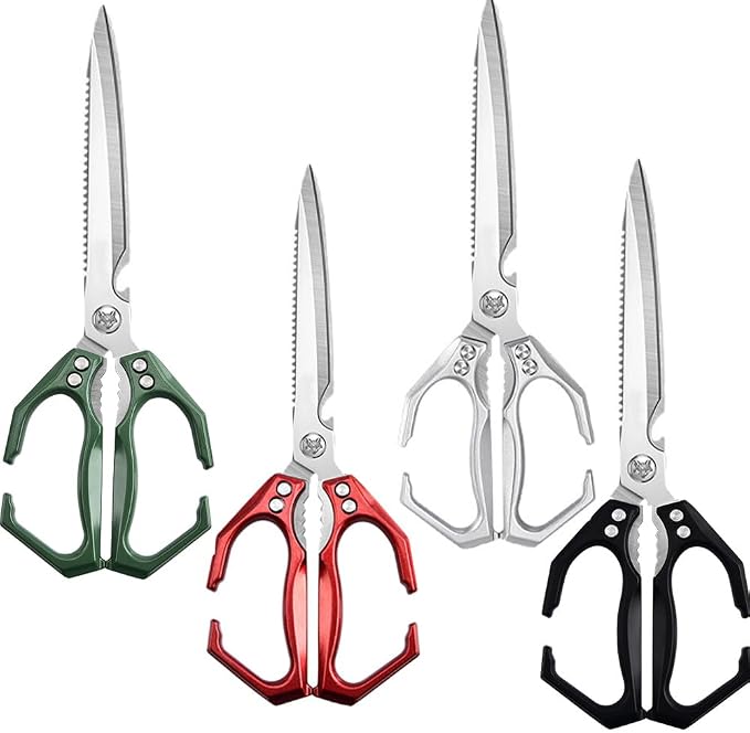 Extended Blade All Purpose Heavy Duty Kitchen Shears for Cooking BBQ, Ergonomi Roast Food Cutting Scissors Dishwasher Safe