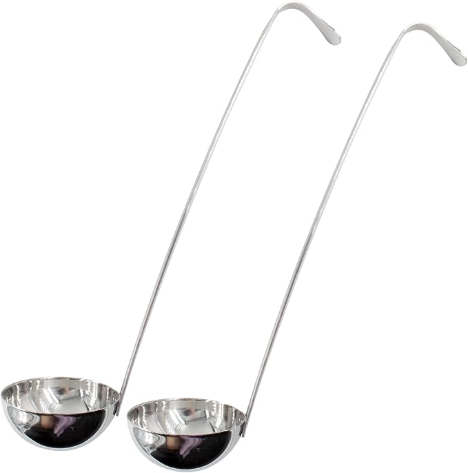 2PCS 10 Inch Stainless Steel Soup Ladle with Long Handle for Kitchen, Cooking, Soup, Sauce(1 oz)