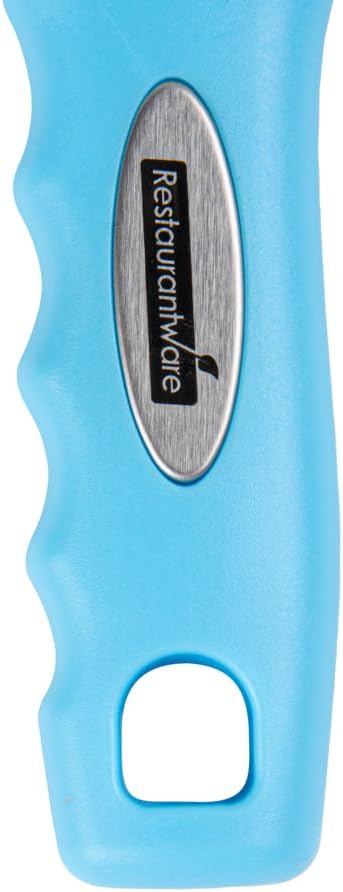 Restaurantware Comfy Grip 7.5 Inch Vegetable Peeler 1 Durable Potato Peeler - Sharp Swivel Blade Ambidextrous Handle Blue Stainless Steel Veggie Peeler Built-In Blemish Remover