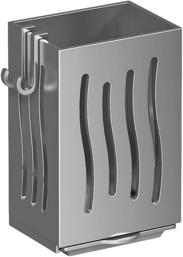 Wall Mounted Utensil Holder with Drip Tray, Kitchen Cutlery Drying Rack and Storage Box for Spoon Fork Brush Sponge, ABS Plastic Sink Side(Grey)