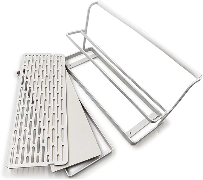 Selegna Diatomaceous Earth Bottle Drying Rack, Baby Bottle Drying Rack, Over Sink Instant Dry Small Dish Drying Rack & Bottle Dryer, Space Saving Narrow Two Tier Tower Water Bottle Drying Rack (White)