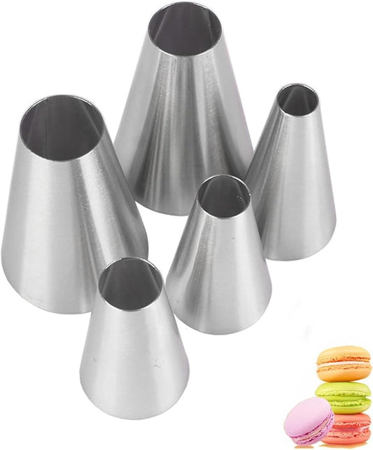 Macaron Piping Tips Set,Large Round Icing Tips,Round Frosting Tips Cream Icing Nozzles for Cupcakes Cookies Cake Baking Supplies,5 Pcs