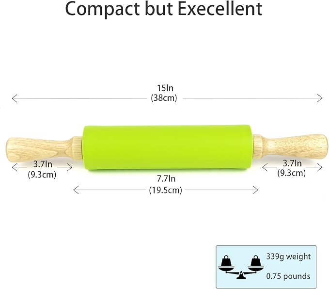 Silicone Rolling Pin for Baking Non-stick Rolling Pin Dough Roller Wooden Handle Kitchen Accessories Pastry Roller