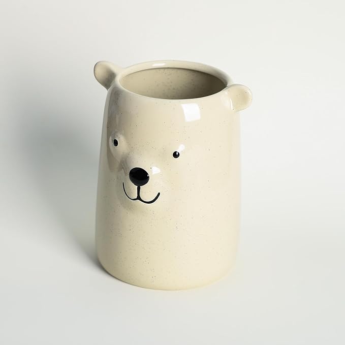 Ceramic Cartoon Animal Pattern Kitchen Utensil Holder, Large Cooking Utensil Crocks for Kitchen Countertop, Cartoon Style Utensil Organizer for Spatula, Kitchen, Home Decoration-Bear
