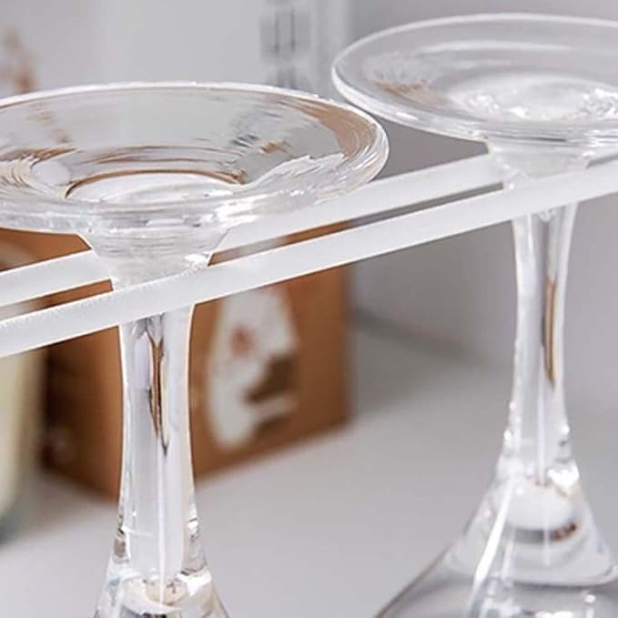 Wine Glass Rack Under Cabinet,Stemware Rack Wine Glass Holder Hanging Wine Glasses Storage Hanger Organizer for Shelf Kitchen Bar Decor(Coffee)