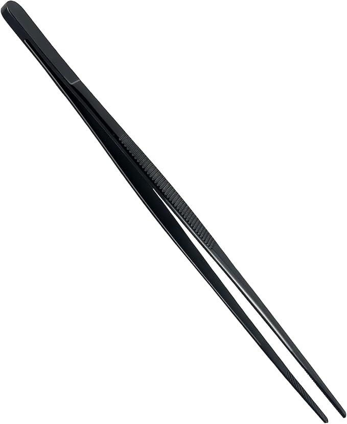 8-Inch Plating Tweezers Culinary Kitchen Tweezers Stainless Steel, Professional Chef Tweezer for Cooking Food Design