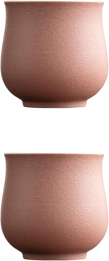 4-Oz Ceramic Espresso Cups Set - Multi-Color, Handle-Free Design for Home & Cafe | Dishwasher-Safe Stoneware Cups (pink, 2)