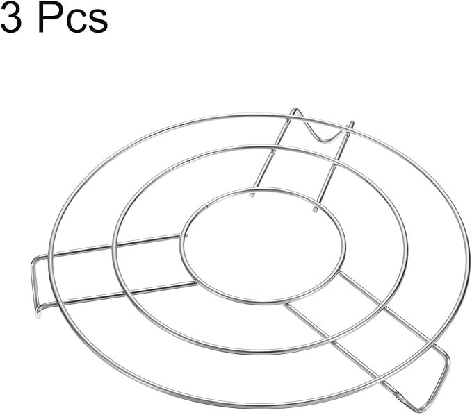 uxcell 3pcs Round Cooking Rack 8.7" Dia Stainless Steel Wire Cooling Steamer Rack for Baking Canning Cooking Roasting Cooling Grilling Drying, Silver (1.2" Tall)