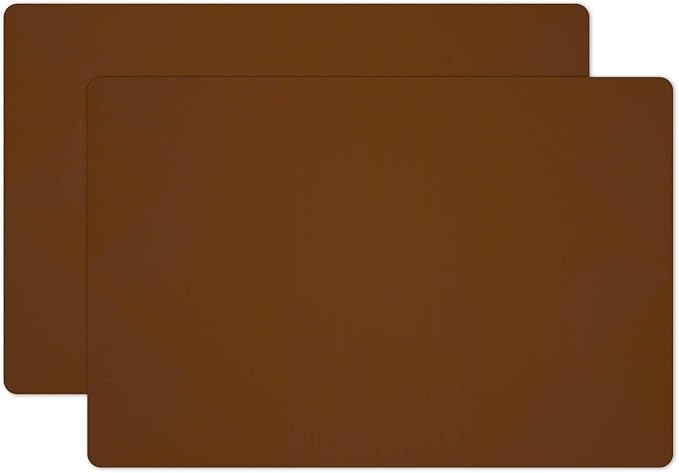 Silicone Placemats, Food-Grade Non-Slip Waterproof, Dining, Stain Resistant, Countertop Protector, Kitchen Counter Mat, Heat Resistant, Baking mat Dishwasher Safe (23.6"×15.7"-2pack, Coffee)