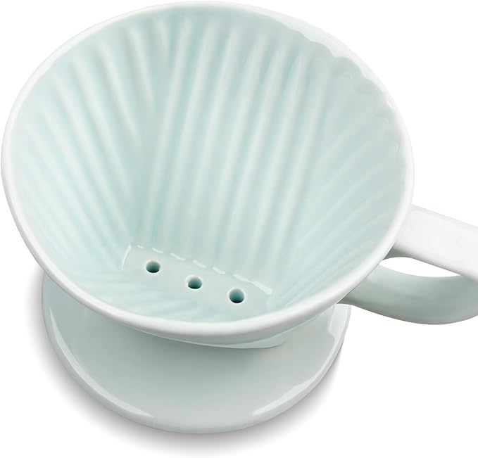 hailanbao Handmade Pour Over Ceramic Coffee Dripper - Authentic Brewing Experience for Camping, Office, and Home (Green)