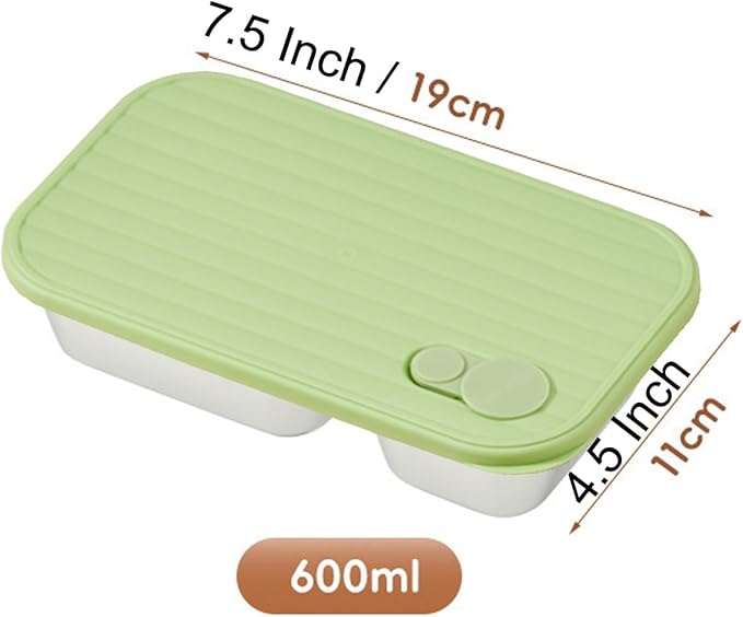 Stainless Steel Snack Containers Individual Household Food Container,Reusable Divided Food Storage Condiment Containers with Lids - Food Lunch Meal Prep Box for Travel Camping (2 Compartment)