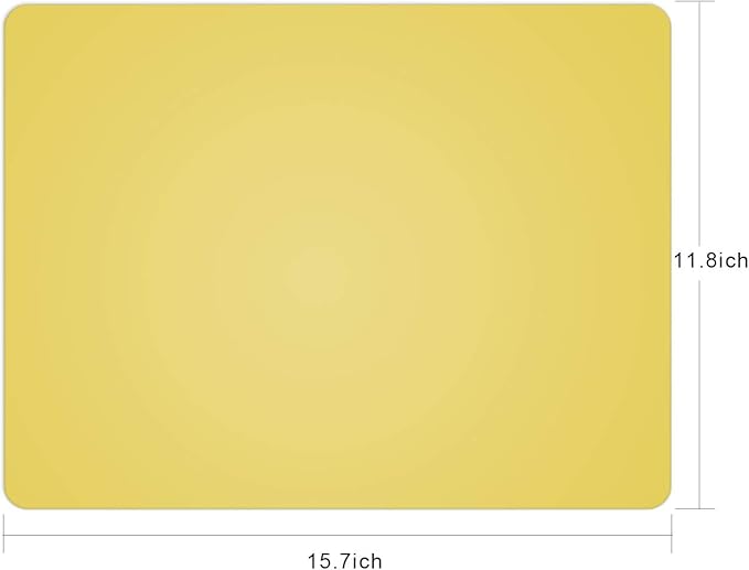Silicone Placemats, Food-Grade Non-Slip Waterproof, Dining, Stain Resistant, Countertop Protector, Kitchen Counter Mat, Heat Resistant, Baking mat Dishwasher Safe (15.7x11.8Inch-4pack, Yellow)