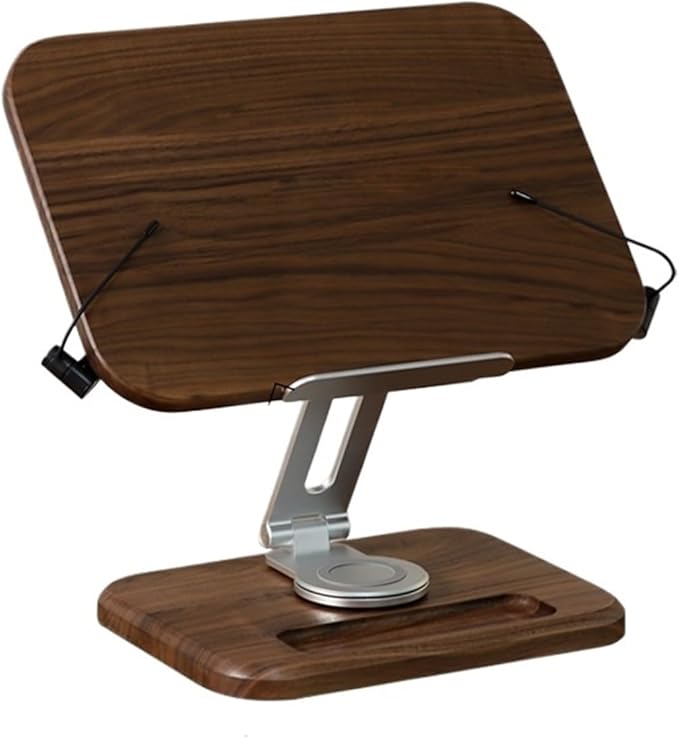 Book Stand Book Holder Tray Black Walnut Wooden Bookcase Desktop Reading Frame Student Reading Stand Bookclip Fixed Book Reading Frame Black Livable Rotating Reading Stand Cookbook Stand for Kitchen (