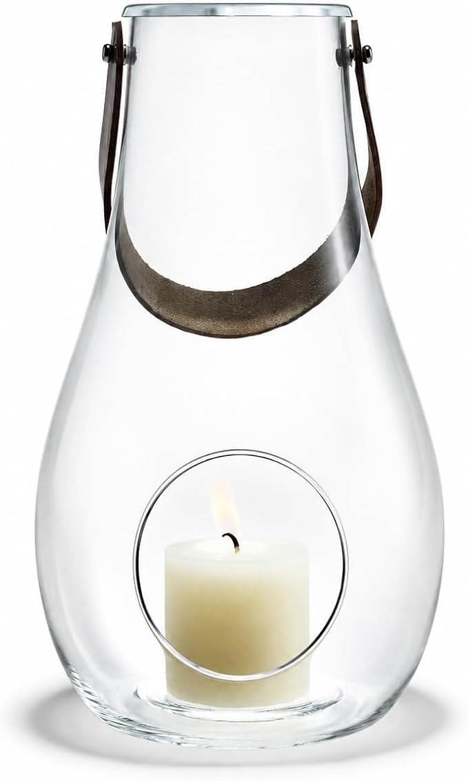 Holmegaard Design with Light Lantern, Clear, 11.4" H x 6.7" D, Designed by Maria Berntsen, Gift Box Included
