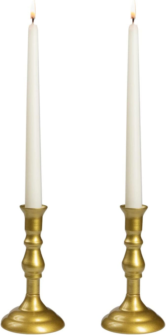 Royal Imports Gold Taper Candle Holder, Modern Metal Tapered Candlestick Holders, Centerpiece Decoration for Home or Wedding, 2 Pc Set, 6"
