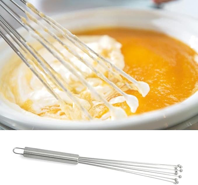 1 Pieces Wand Whisk, Mini Ball Whisk,Newness Durable Environmentally Friendly 304 Stainless Steel Ball Whisk Beater Egg Beater Manual Mixer Whisk Cooking Blender for Sauces,Eggs,Cream (12 In / 30.4cm)