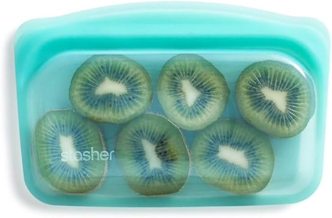 Stasher Reusable Silicone Storage Bags & Bowls Bundle | 2-Pack Clear Bowls + Aqua Snack Bag