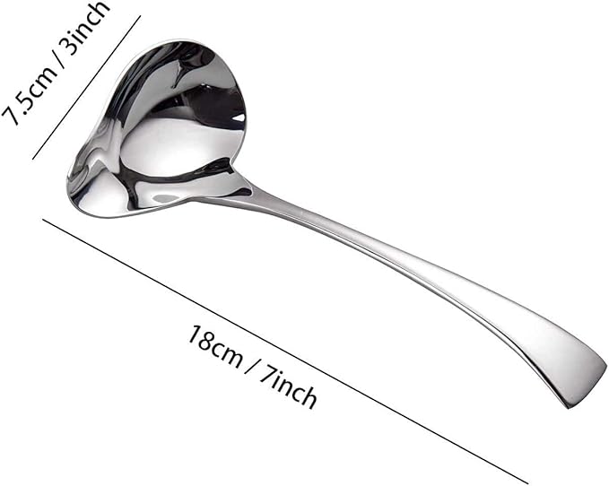 IMEEA 2-Piece Small Ladle Set, 7" Drizzle Spoon with Pour Spout 7.6" Serving Ladle, 18/10 Stainless Steel for Gravy, Sauces & Dressing