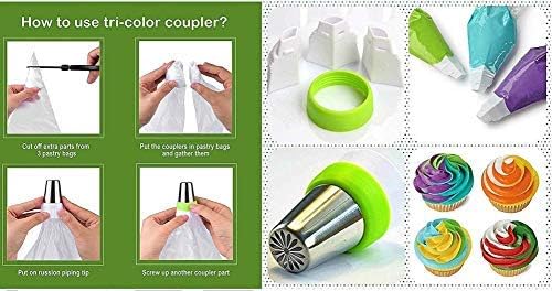 Russian Piping Tips Cake Decorating Complete Set, WOWDECOR 24pcs Baking Supplies Kit Icing Nozzles Flowers Shaped, Frosting Bags and Tips for Beginners Cookies Cakes Holiday Birthday Party Baking