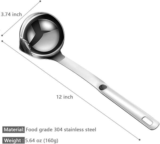 Stainless Steel Oil Separator Soup Ladle Gravy Food Fat Separator Skimmer Spoon Grease Strainer Separater Hot Pot Oil Filter Spoon For Home Kitchen And Cooking,Soup Colander 12 Inch