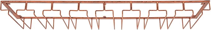 CNCEST Wine Glass Rack Under Cabinet, 8 Row Extreme Large Stemware Hanger, Metal Wine Glass, DIY Bar Glass Storage Rack Holder (80cm-Bronze)