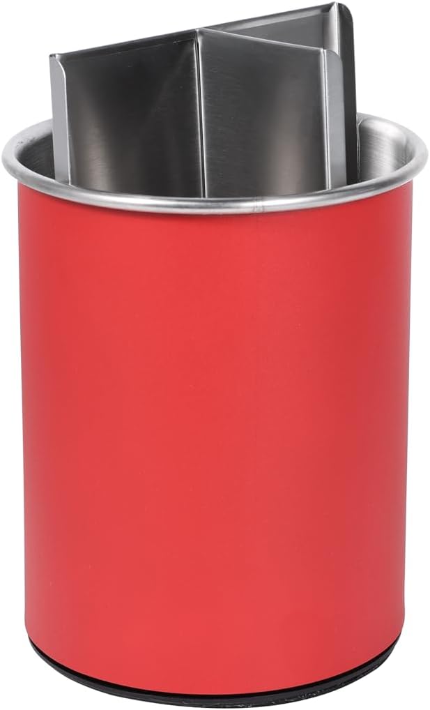 Stainless Utensil Holder 360° Rotating 6.5X5.25 Inch Utensil Crocks for Kitchen Counter with Removable Divider Bright